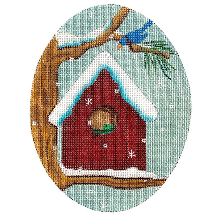 Birdhouse on Branch Painted Canvas CBK Needlepoint Collections  - 1