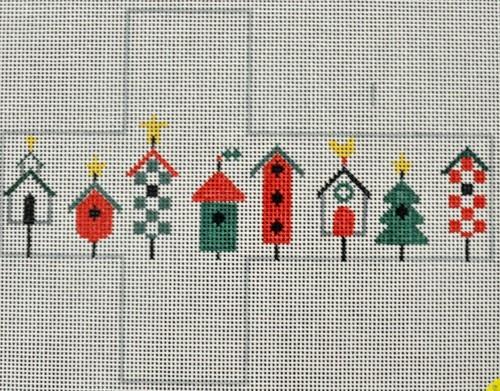 Birdhouses in a Row Package Painted Canvas Kathy Schenkel Designs  - 1