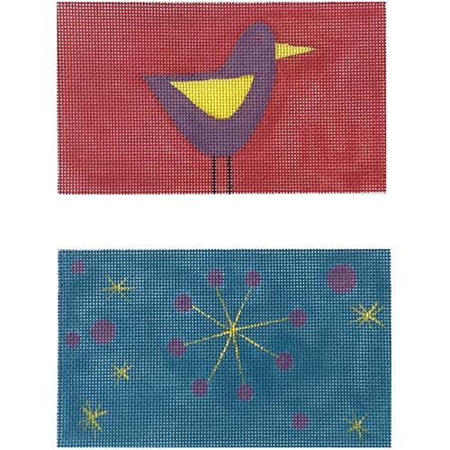 Birdie 3 Part Backgammon Set on 18 with Dice Cups, Dice & Game Pieces Painted Canvas Zecca  - 3