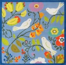 Birds and Jewel Flowers Painted Canvas The Meredith Collection 