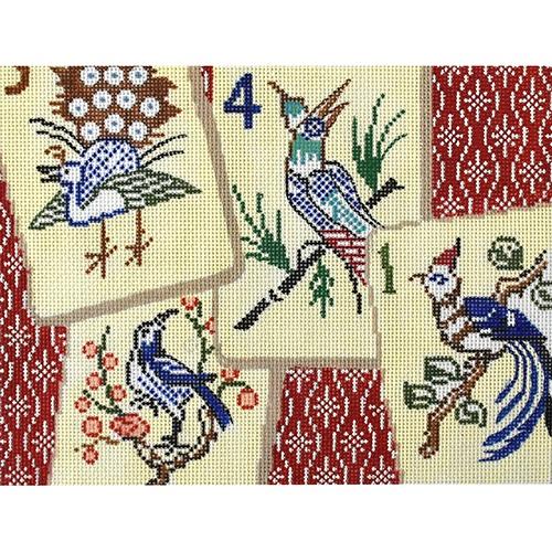 Birds Mah Jongs Painted Canvas Alice Peterson Company  - 1