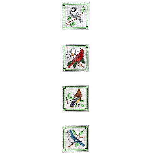 Birds Set of 4 Coasters Painted Canvas Susan Roberts Needlepoint Designs Inc. 