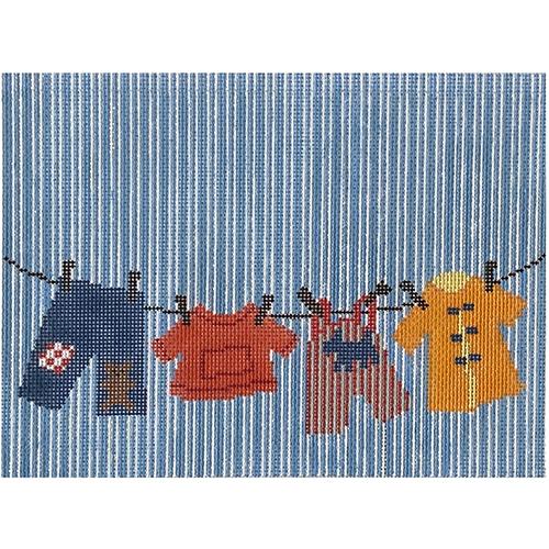 Birth Announcement - Boy Laundry Line Painted Canvas All About Stitching/The Collection Design 