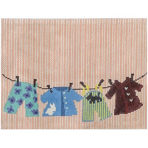 Birth Announcement - Girl Laundry Line Painted Canvas All About Stitching/The Collection Design 