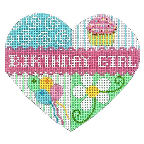 Birthday Girl Heart Painted Canvas Danji Designs 