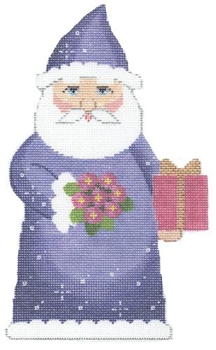 Birthstone Santa February Painted Canvas Labors of Love Needlepoint  - 1