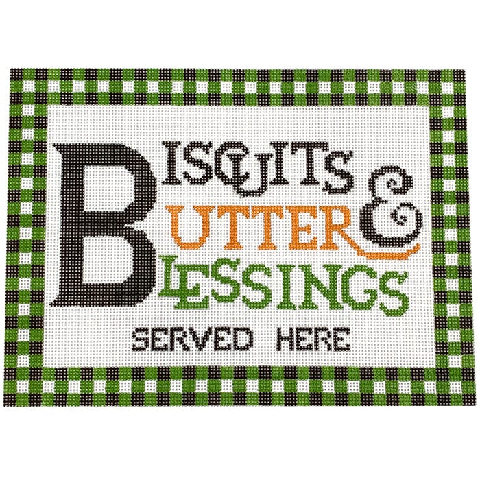 Biscuits, Butter & Blessings Painted Canvas The Gingham Stitchery 