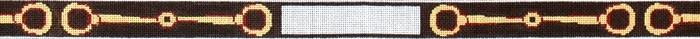 Bits Belt   Brown with Monogram Space Painted Canvas The Meredith Collection  - 1