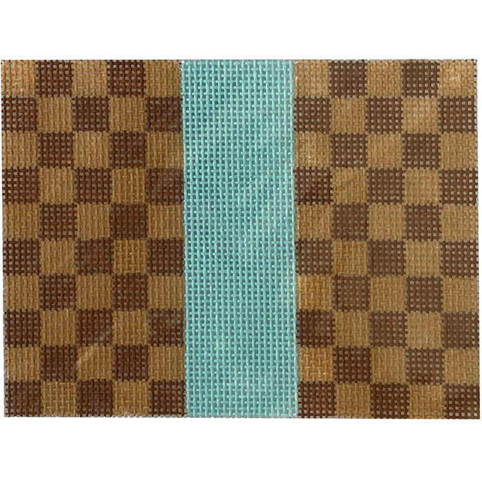 Bitsy Flat Checkered Squares - Blue Painted Canvas Kimberly Ann Needlepoint 