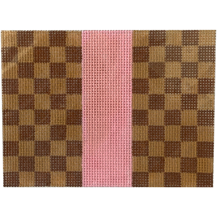 Bitsy Flat Checkered Squares - Pink Painted Canvas Kimberly Ann Needlepoint 