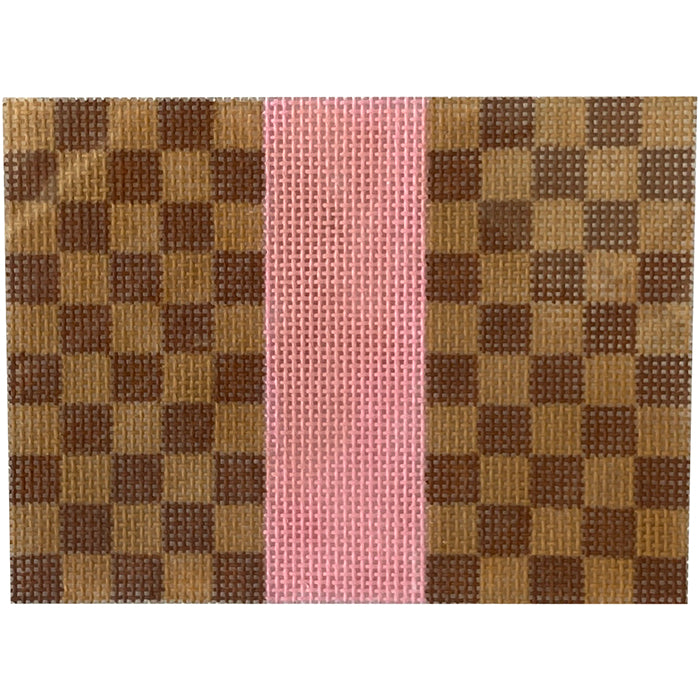Bitsy Flat Checkered Squares   Pink Painted Canvas Kimberly Ann Needlepoint  - 1