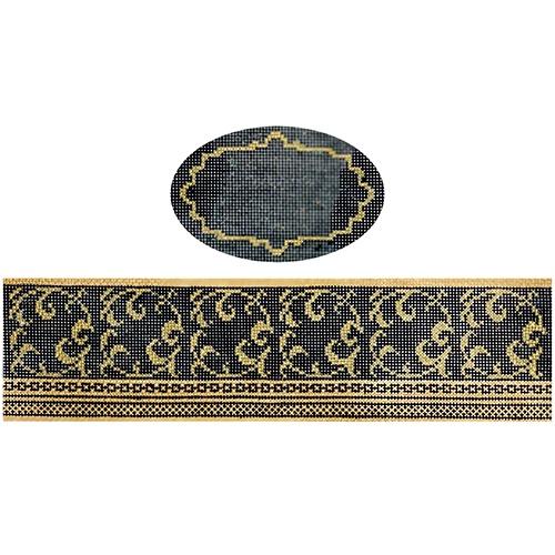 Black and Gold Hinged Box with Hardware Painted Canvas Funda Scully 