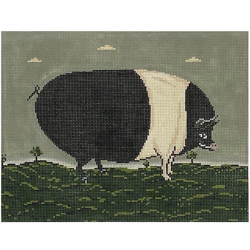 Black and White Pig Painted Canvas Cooper Oaks Design 