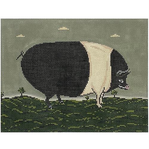 Black and White Pig Painted Canvas Cooper Oaks Design  - 1