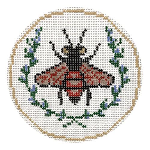 Black Bee Insert Painted Canvas Anne Fisher Needlepoint LLC 