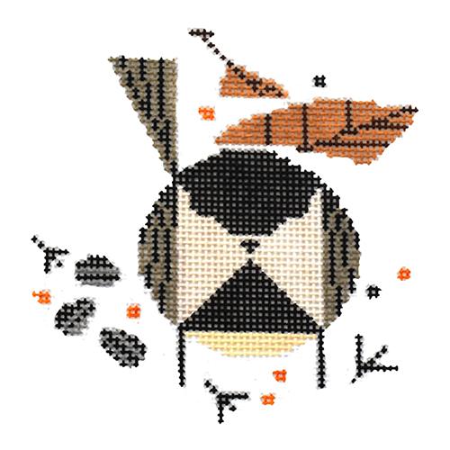 Black Capped Chickadee Ornament Painted Canvas Charley Harper 
