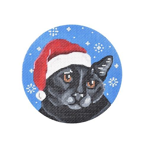 Black Cat Santa Painted Canvas Pepperberry Designs  - 1