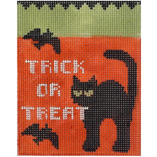 Black Cat Treat Bag with Black Cat Insert Painted Canvas Kathy Schenkel Designs 