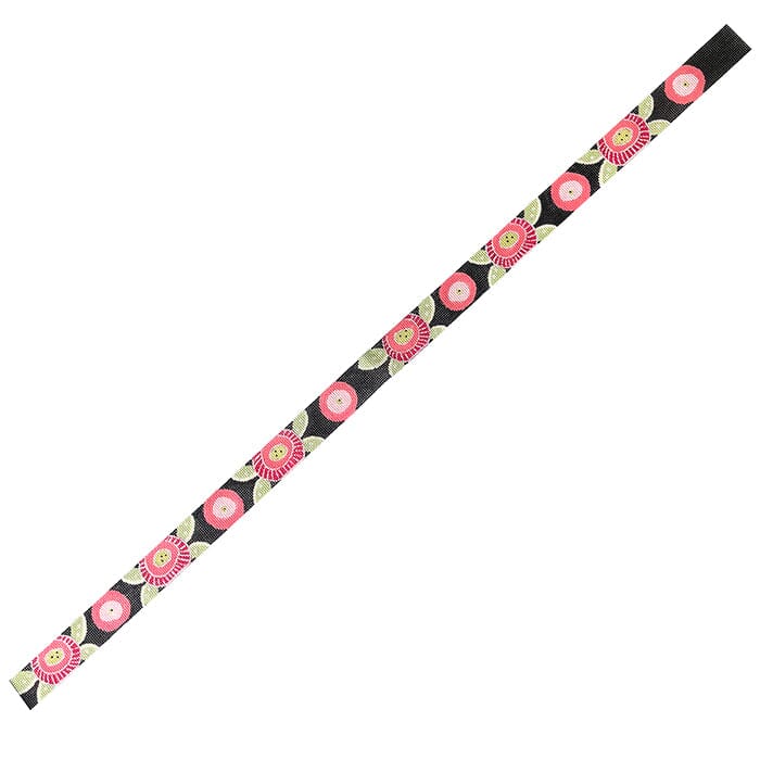 Black Flower Belt Painted Canvas ditto! Needle Point Works  - 1