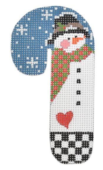 Black Hat Heart Snowman Candy Cane on 13 Painted Canvas Danji Designs  - 1