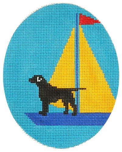 Black Lab - Yellow Sail Painted Canvas CBK Needlepoint Collections 