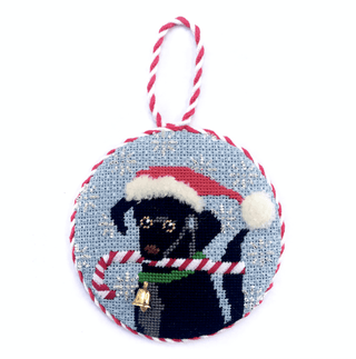 Black Labrador Xmas Circle Painted Canvas Kirk & Bradley 

