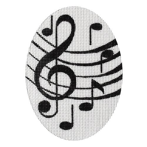 Black Music Oval Painted Canvas Raymond Crawford Designs 