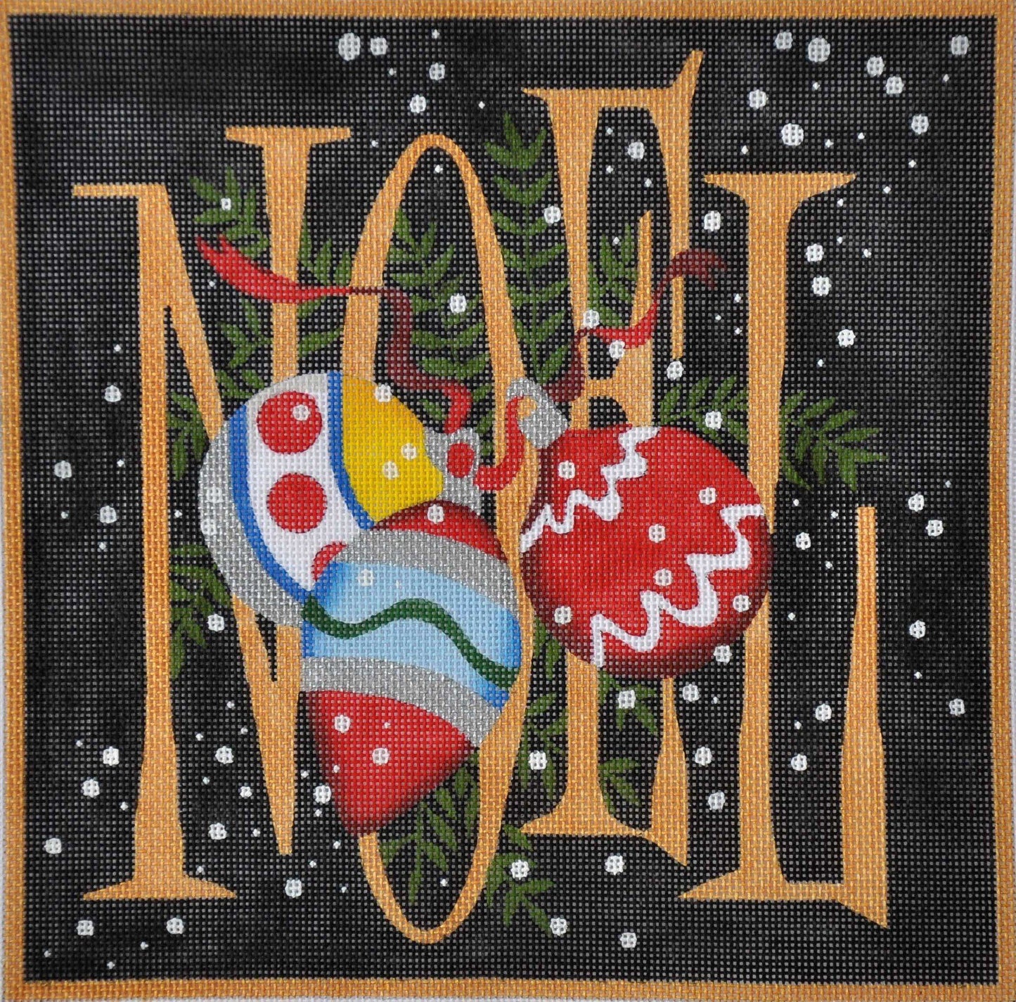 Black Noel Ornaments Painted Canvas Raymond Crawford Designs 