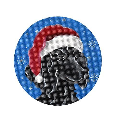 Black Poodle Santa Painted Canvas Pepperberry Designs  - 1