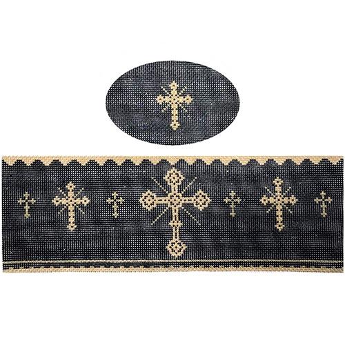 Black Prayer Hinged Box with Hardware Painted Canvas Funda Scully 
