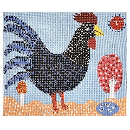 Black Rooster (BOAF) Painted Canvas Birds of a Feather 