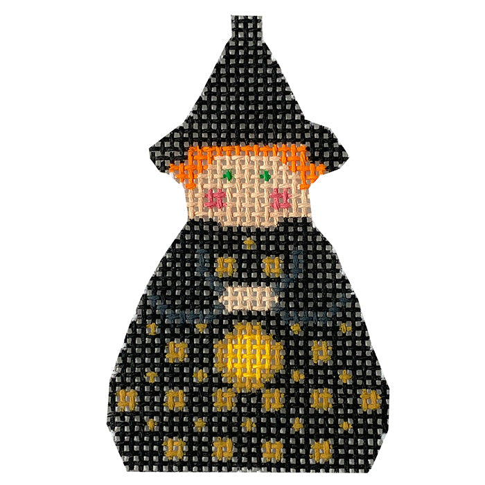 Black Witch Angel Figure Painted Canvas Stitch-Its 