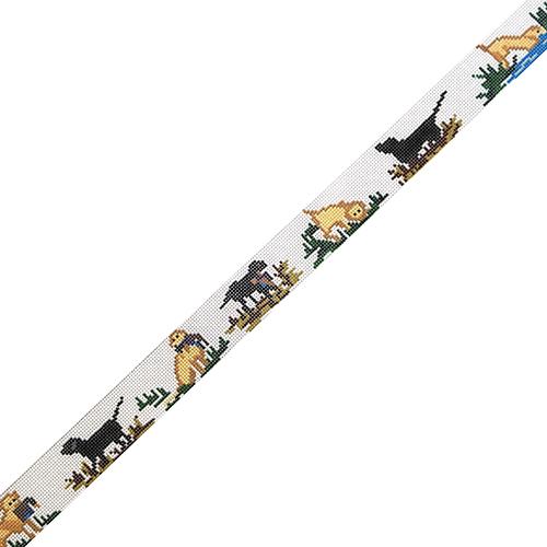 Black & Yellow Labs with Ducks Belt Painted Canvas The Meredith Collection 
