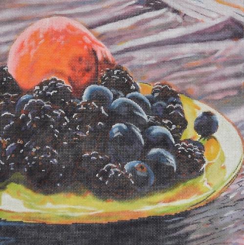 Blackberries & Peach Painted Canvas Pippin 