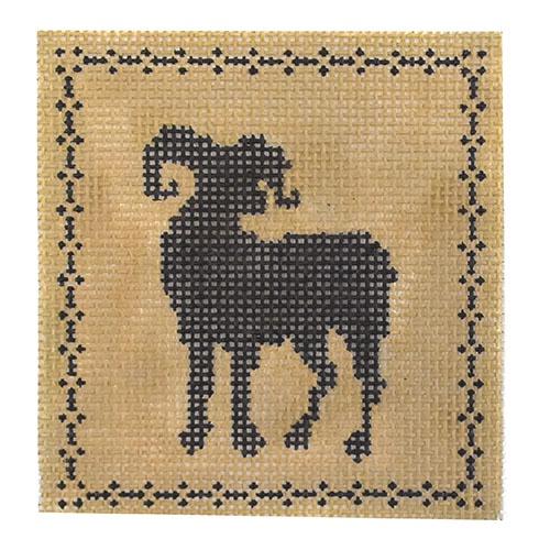 Black/Tan Left Facing Big Horn Painted Canvas The Plum Stitchery 