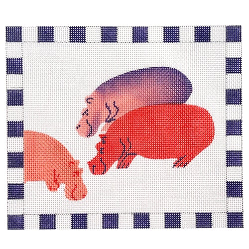 Bloat of Hippos Painted Canvas Waterweave 