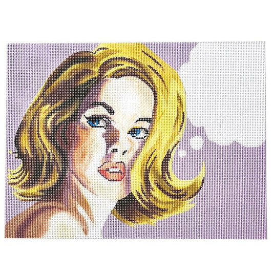 Blonde on Lavendar with Text Bubble Painted Canvas Colors of Praise 