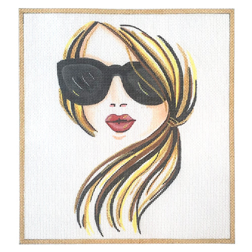 Blonde Silhouette with Shades Painted Canvas Alice Peterson Company  - 1
