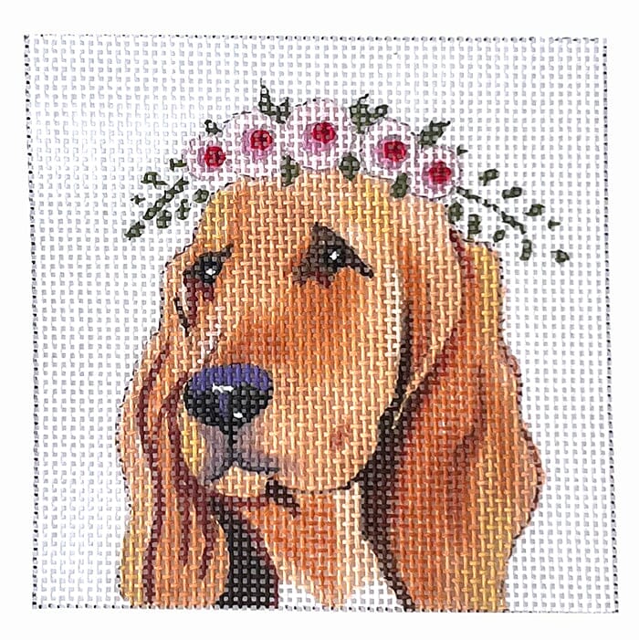 Bloodhound with Floral Crown Painted Canvas Colors of Praise  - 1
