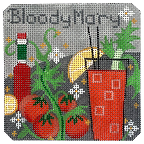 Bloody Mary Cocktail Coaster Painted Canvas Danji Designs 