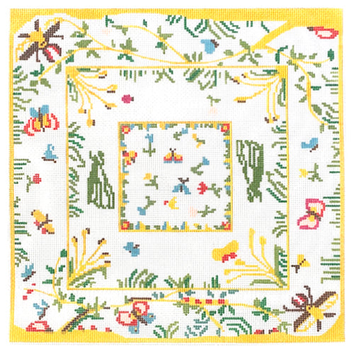 Blooms and Bees Pillow Painted Canvas KCN Designers 