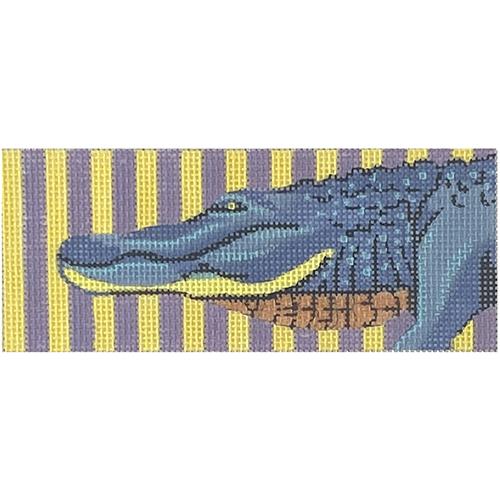 Blue Alligator with Purple/Yellow Background Painted Canvas Colors of Praise 