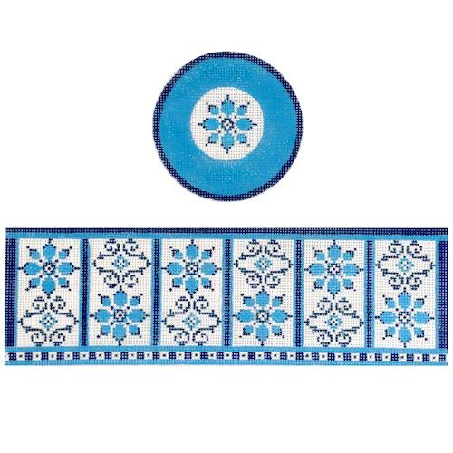 Blue and Teal Floral Hinged Box Painted Canvas Funda Scully  - 1