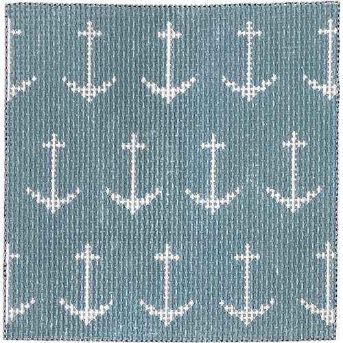 Blue and White Anchors Square Painted Canvas Hello Tess 