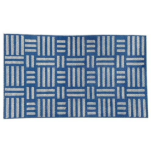 Blue and White Geometric Clutch Painted Canvas Hello Tess 