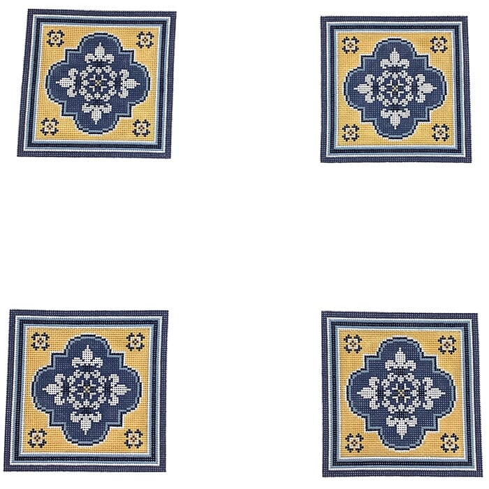Blue and Yellow Coasters Painted Canvas CanvasWorks 