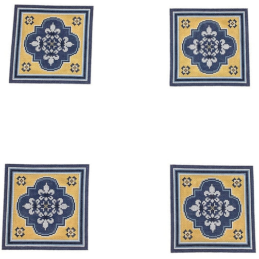 Blue and Yellow Coasters Painted Canvas CanvasWorks 