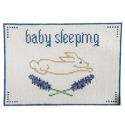 Blue Baby Sleeping Painted Canvas Anne Fisher Needlepoint LLC 
