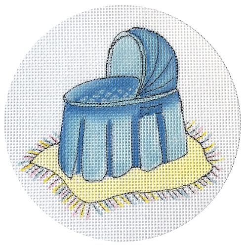 Blue Bassinet Painted Canvas Flower & Vine  - 1