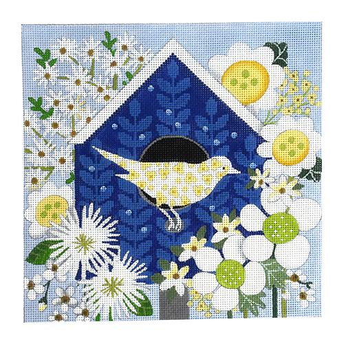 Blue Birdhouse (C&C) Painted Canvas Melissa Shirley Designs  - 1